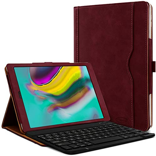 Étui Housse de Protection et Mode Support Horizontal Couleur Bordeau avec Clavier Français Azerty Connection Bluetooth pour Tablette Samsung Galaxy Tab S5e 10.5 SM-T720