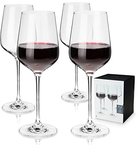 Viski Reserve Bicchieri Bordeaux in cristallo europeo, 4 bicchieri da vino rosso senza piombo, bicchieri di vino rosso, set di 4 bicchieri da vino a stelo
