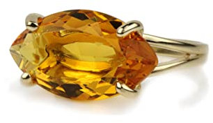 Citrine en or 14k - Pierre de Naissance Marquise de Novembre - Bagues de Pierres Naturelles pour Femmes - Bijoux Classiques Faits à la Main - Matériau et Taille de Bague Personnalisables