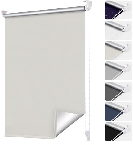 smartdemo Verdunklungsrollo ohne Bohren & mit Bohren, Klemmrollo Fensterrollo Creme B75 x H150cm (Stoffbreite75cm), Thermorollo Sichtschutz und Sonnenchutz, Klemmrollo rollos für Fenster & Tür