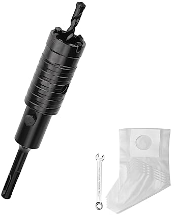 Corona de perforación de 32 mm (dientes XXL), color negro, set con extensión SDS Plus de 110 mm y broca de centrado de 4 filos, 8 x 110 mm, para mampostería y hormigón
