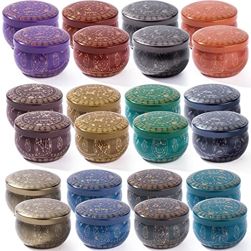 Yinuo Mirror Leere Kerzendosen 24 Pcs, Kerzengläser Kerzen Selber Machen Set Diy Set, Durchmesser 6,35 cm, Exquisite Muster für Die Kerzenherstellung