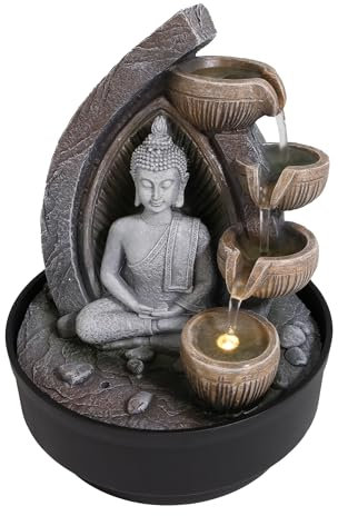 Lemodo Zimmerbrunnen Buddha (Motiv Dhyana rund)