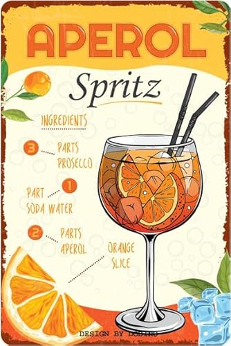 DODINO 20x30cm retro blechschilder APEROL SPRITZ Deko Schild, Bar, Rezept Cocktail Schild, Spritz, Sprizz mit