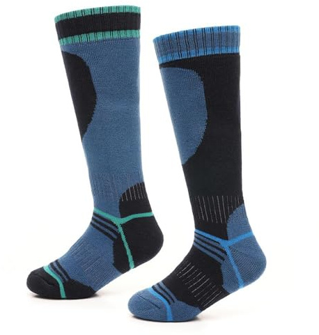 A2Z 4 Kids Premium Boys Thermal Ski Socks for Winter Outdoor Activities Pack Of 2 High - Socks AZ8611 Blue 2 Pack 11-14