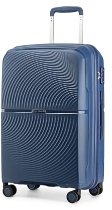 British Traveller Cabin Suitcase Hand Luggage Suitcase Lightweight Carry On Hard Shell Small Suitcase with 4 Wheels and TSA Lock(Navy)