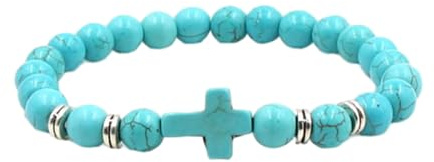 yuwqqoajv Modisches Naturstein Armband mit Kreuz Anhänger, stilvolles Accessoire, modische Akzente, Naturstein Perlen Armband