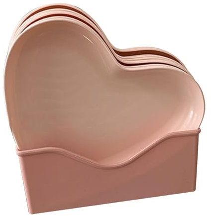 Piatto da dessert, Piatto da Portata a Forma di Cuore, Riutilizzabile Piatti Da Colazione, Stoviglie da Cucina in Plastica Premium Leggero Per Torte, Dolci, Pasta, Frutta(5 piatti con supporto)
