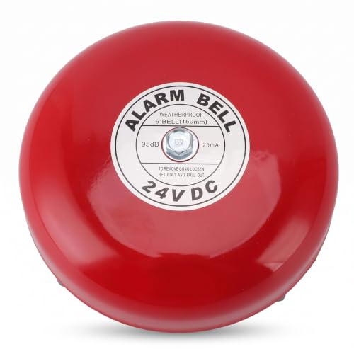 Campanello di Allarme Antincendio da 6 Pollici per Sicurezza, Campanello di Sicurezza Forte DC 24V 95dB, Campanello di Emergenza Cablato Campanello Elettrico in Lega di Alluminio