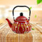 Generic Enamel with Steel Handle Geometric Pattern Pear Scold Kettle Tea Pot Home Tea Set/Red a/2.5L