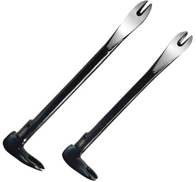 Nail Puller Set 2-Piece, 12”Pry Bar, 10” Mini Crowbar, Cats Claw Nail Remover, pry bar Set, for Kitchen Remodel, Prying Apart Baseboard, Multi-Sided Forged Steel Made Carpenter Tools-JOVANT