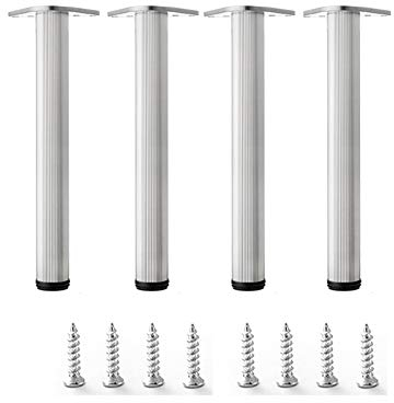 4 Stück Möbelfüße aus Aluminiumlegierung, DIY-Ersatzbeine, verstellbare Küchenfüße, Sofafüße, Tischbeine aus Metall, Möbelfüße, Arbeitsplatten-Bar-TV-Schreibtischbeine (Silber (b) 90 cm)