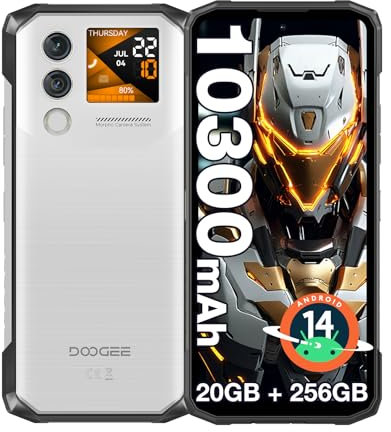 DOOGEE Blade 10 MAX Movil Irrompible Android 14, 10300mAh Movil Resistente, 20GB+256GB/2TB, 6.56”HD+ 1.54’’ Pantalla Trasera, 50MP cámara Movil Todoterreno，4G Dual SIM/NFC/Face ID/ IP68 / IP69K