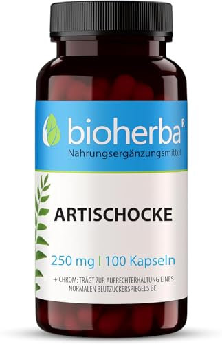 Artichoke Capsules 250 mg – 100 Count | Herbal Digestive Supplement with Chromium for Metabolic Support by BIOHERBA