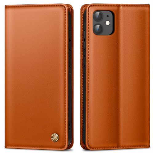 AIMOYU Handyhülle für iPhone 12 Hülle,Premium Lederhülle Schutzhülle Tasche für iPhone 12 Pro Hülle Wallet Kartenfach Standfunktion Klappbar Flip Case für iPhone 12/12 Pro Hülle,Orange