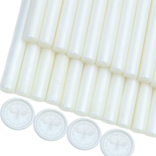 Atopbb Versandkleber Pistole Siegel Wachs Sticks für Wachs Siegel Stempel Perlweiß, ideal für Hochzeitseinladungen, Karten Umschläge, Schneckenmails, Weinpakete,Packung 26 (Perlweiß)