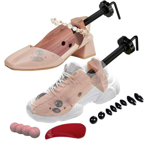 Easylife 2-Way Cedar Shoe Stretchers. Shoe Expanders for Men and Women - Stretches Width & Length, Bunion Shoe Stretchers - Includes Shoehorn, Bag & Cedar Balls