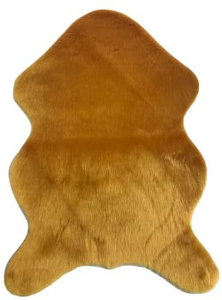 ACESOME Faux Fur Rug, Faux Lambskin Sheepskin Rug, Soft Fluffy Rug, Cuddly Living Room Decoration, Imitation Wool Bed Rug, Sofa (Gold, 75 x 120 cm)