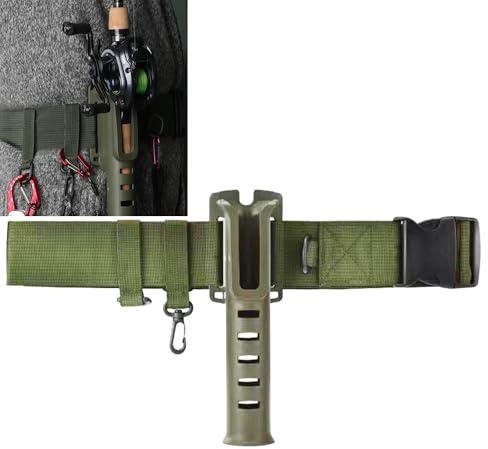 Enjoyard Verstellbarer Angelrutenhalter in Gürtelform - Tragbar Angelrutenhalterung Gürtel,Angelrutenstütze für Surf Casting und Kajak Angeln,Wathosen Zubehör für Männer (Grün)