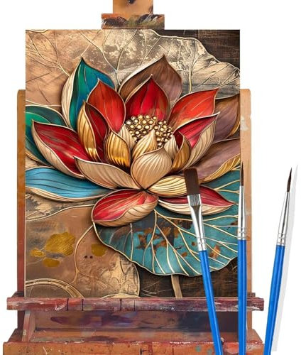 Malen Nach Zahlen Erwachsene Blume,Lotusblume Malen Nach Zahlen DIY set Handgemalt Ölgemälde,Mit Pinseln und Acrylfarbe,Bastelset Erwachsene Frauen für Geschenke und Home Wand Dekoration 90x120cm D21
