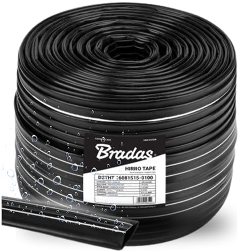 Bradas Tropfschlauch Bewässerung 100 m - Präzise Tröpfchenbewässerung 1,5 l/h alle 10 cm - Sprühschlauch Perfekt für Gewächshaus, Garten - 16 mm Durchmesser - Gleichmäßiger Fluss, Kein Verstopfen