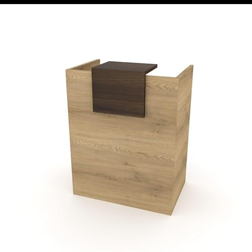 DUÓFIC Mostrador de Recepción y Oficina. Facil Montaje –Color Base Olmo, Color sobremostrador Nogal | 80x105x50 cm | Fabricado en España