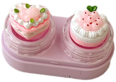 Mumuve Cupcake-Deckel-Linsenbox mit Schubladen-Designs und Tragewerkzeug-Kits, Kontaktlinsenbehälter für sichere Linsenverwaltung, D