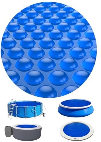 BigXwell Solar Pool Cover 8 ft Round, Hot Tub Thermal Blanket 16 Mil, Heavy-Duty Bubble Blanket Retains Heat, Reduces Evaporation and Slows Heat Loss, for Above Ground, Inground Pools and Hot Tubs