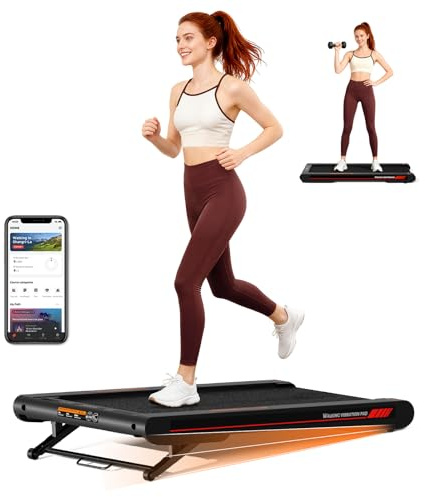 Lysole Tapis de Marche,Tapis de Course réglable 0,3-6 km/h,avec Affichage LED,Télécommande et APP pour Maison et Bureau（Argent Noir）
