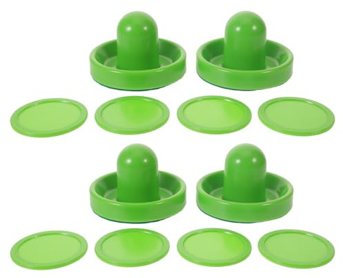 Parliky 2 Sets Airhockey Ersatz Pucks und Schläger Satz aus Kunststoff 96mm Grün Inklusive Filzpolster Tischhockey Zubehör für Indoor Air Hockey Spieltisch