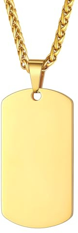 Custom4U Edelstahl Dog Tag Kette Herren Anhänger Halskette mit Gravur Männer Jungen Hundemarke Erkennungsmarke Anhänger Halskette in Silber/Gold/Schwarz Modeschmuck Accessoires für Vatertag
