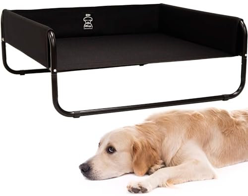 iNap Premium Elevated Dog Bed with Sides, Raised Pet Bed Cooling Camping Cot, Orthopaedic Steel Frame Design - Large