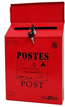 Briefkasten, Wandmontage Abschließbar Briefkasten Amerikanischer Retro Eiserne Kunst Briefkasten, 2 Schlüssel, Mehrfarbig Optional Letterbox (Farbe : Rot, Größe : A)