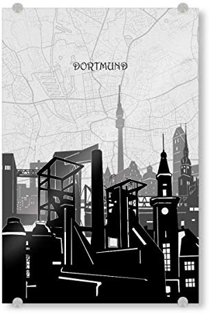 artboxONE Acrylglasbild 30x20 cm Städte Dortmund Cityscape map - Bild Dortmund Architektur Buildings