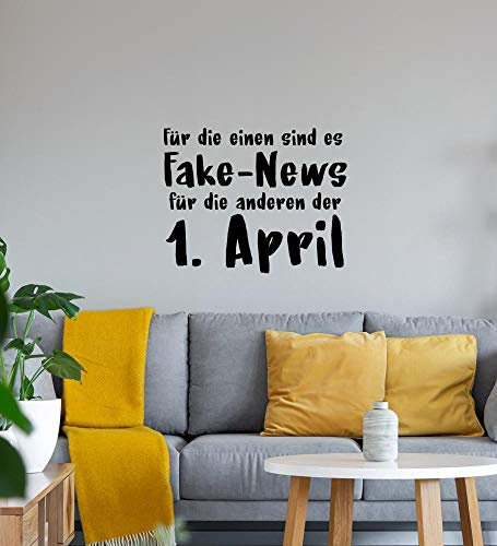 Fake News = 1. April Wandtattoo Schwarz Aufkleber 40 x 32 cm