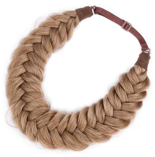 BOBIYA Messy Wide 2 trådar syntetiskt hår flätat pannband klassiskt tjocka flätade flätor elastisk stretch peruk kvinnor flickor skönhet boho tillbehör (smutsiga blondin)