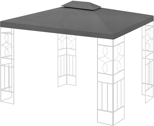 WASSERDICHT Ersatzdach 3x4m Dach 340g für Pavillon Kaminabzug Pavillondach PVC (anthrazit)