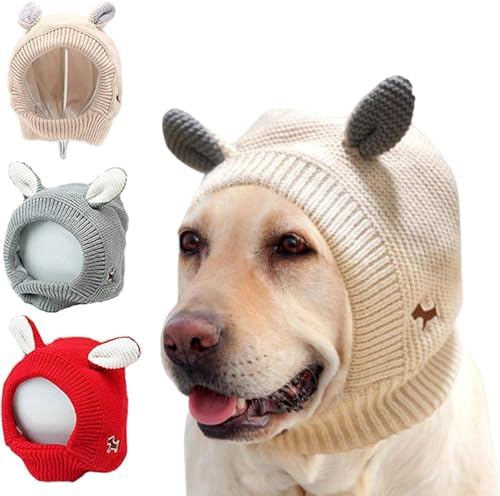 FLTY Quiet Ears For Dogs, Dog Ear Muffs Noise Protection, Dog Ear Covers For Noise, Puppy Knitted Hat Bunny Ears Design,Pet Hoods For Dogs With Anxiety, Grooming, Ear Wrap, Dog Ear Protection gray