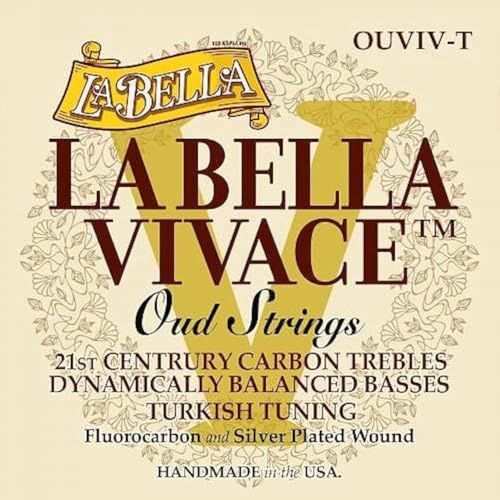La Bella Strings VIVACE OUD – OUVIV-T – TURKISH TUNING strängar för Oud – fluorokarbon/silverpläterad wound – 11-strängat set
