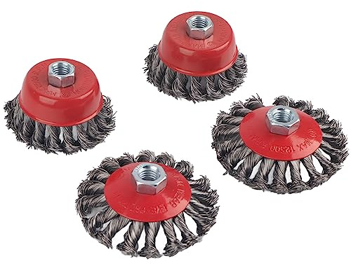 Topfbürsten M14 Winkelschleifer Stahl gezopft Drahtbürste Zopfbürste Bürste Kegelbürste Stahlbürste (2 X Ø 75 mm 2 X Ø 100mm)
