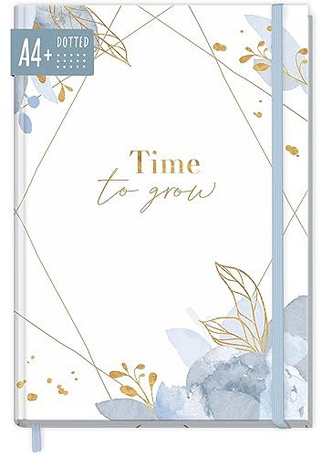 paper&you® Dotted Journal A4+ mit Gummiband Time to Grow 156 Seiten, Notizbuch gepunktet, Skizzenbuch, Tagebuch - nachhaltig & klimafreundlich