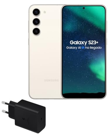 Samsung Galaxy S23+, 512GB + Cargador de 45W - Smartphone Android con IA, Teléfono Móvil Desbloqueado, Color Beige (Versión Española)