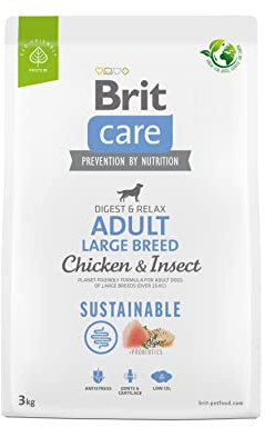 Brit Care Dog Sustainable Adult Large Breed Chicken & Insecte – Nourriture pour chien sec – 3 kg