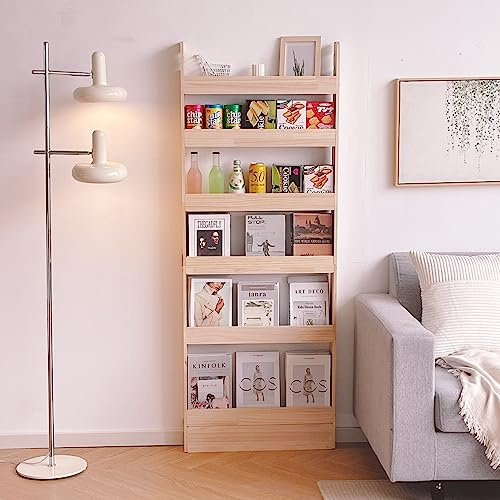 Heehee Massivt Trä Bokhylla Organiserare för Böcker, Leksaksförvaring Hylla Vägg för Barn och Vuxna (Bredd 60 cm)