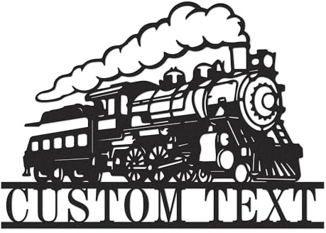 Personalized Train Metal Sign Custom Name Rail Road Wall Art Decor Vintage Railway Track Plaque Retro Locomotive Tin Poster Gift For Men Boy Man Cave Garage Home Bedroom Outdoor Garden Yard Work Shop