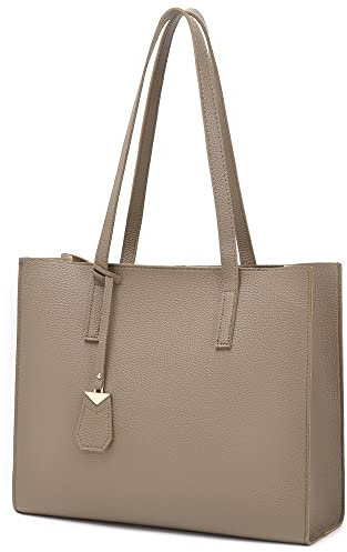 MORGLOVE Handtasche Damen Groß Shopper Tasche Mode Schule Arbeit Freizeit Henkeltasche mit Reißverschluss(A-Khaki)