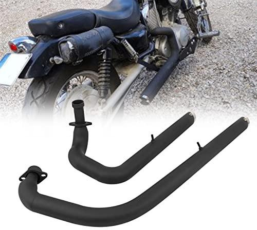 HEATE Motorrad Für Yamaha Virago XV535 XV 535 XV400 XV 400 Auspuff Drag Pipes Vollschalldämpfer Auspuffanlage Schalldämpfer Zubehör (Color : Schwarz)