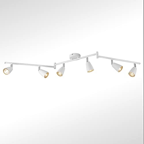 IMPTS Deckenstrahler LED Weiss, Strahler Deckenstrahler 6 Flammig | Deckenleuchte Schwenkbar inkl. LED GU10 Lampen 3W Warmweiß 280LM, Modern Deckenspot für Flur, Küche, Wohnzimmer, Schlafzimmer