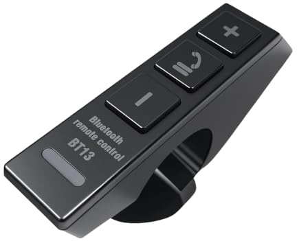 BOROCO Motorcycle Handlebar Bluetooth Remote, Waterproof Media Controller with Battery, Wireless Music & Call Button, Universal Handlebar Mount for Smartphones