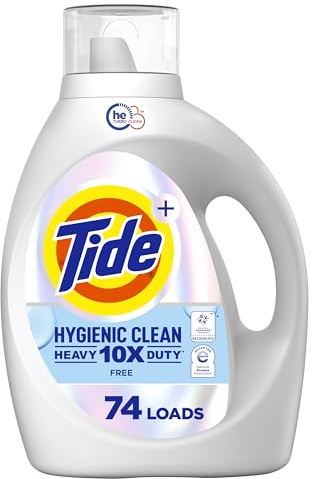 Tide Hygienic Clean Heavy Duty 10x Free Liquid Laundry Detergent, Unscented Scent, 105 fl oz, 74 Loads, HE Compatible